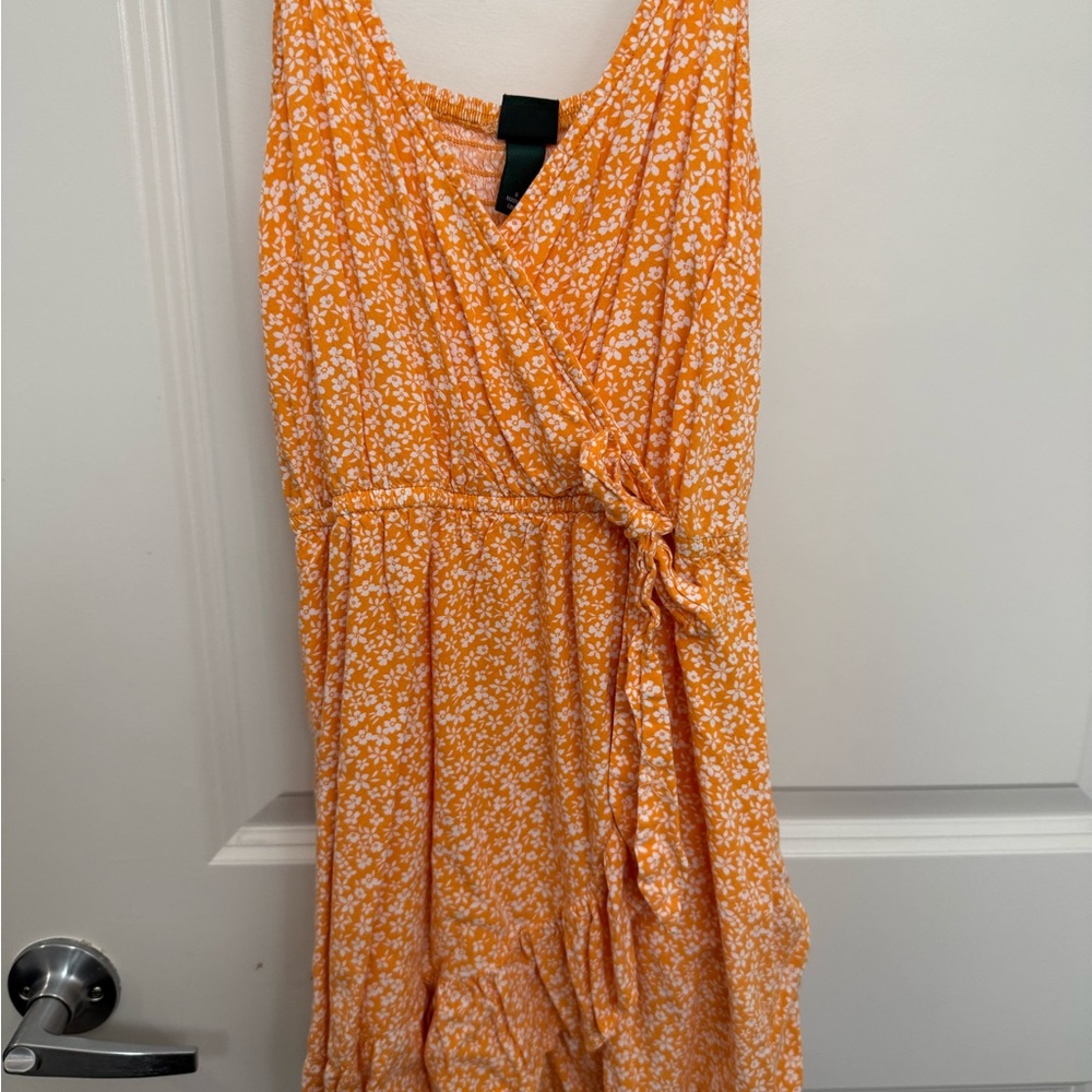 Wild Fable Orange Midi Romper V-Neck Sleeveless